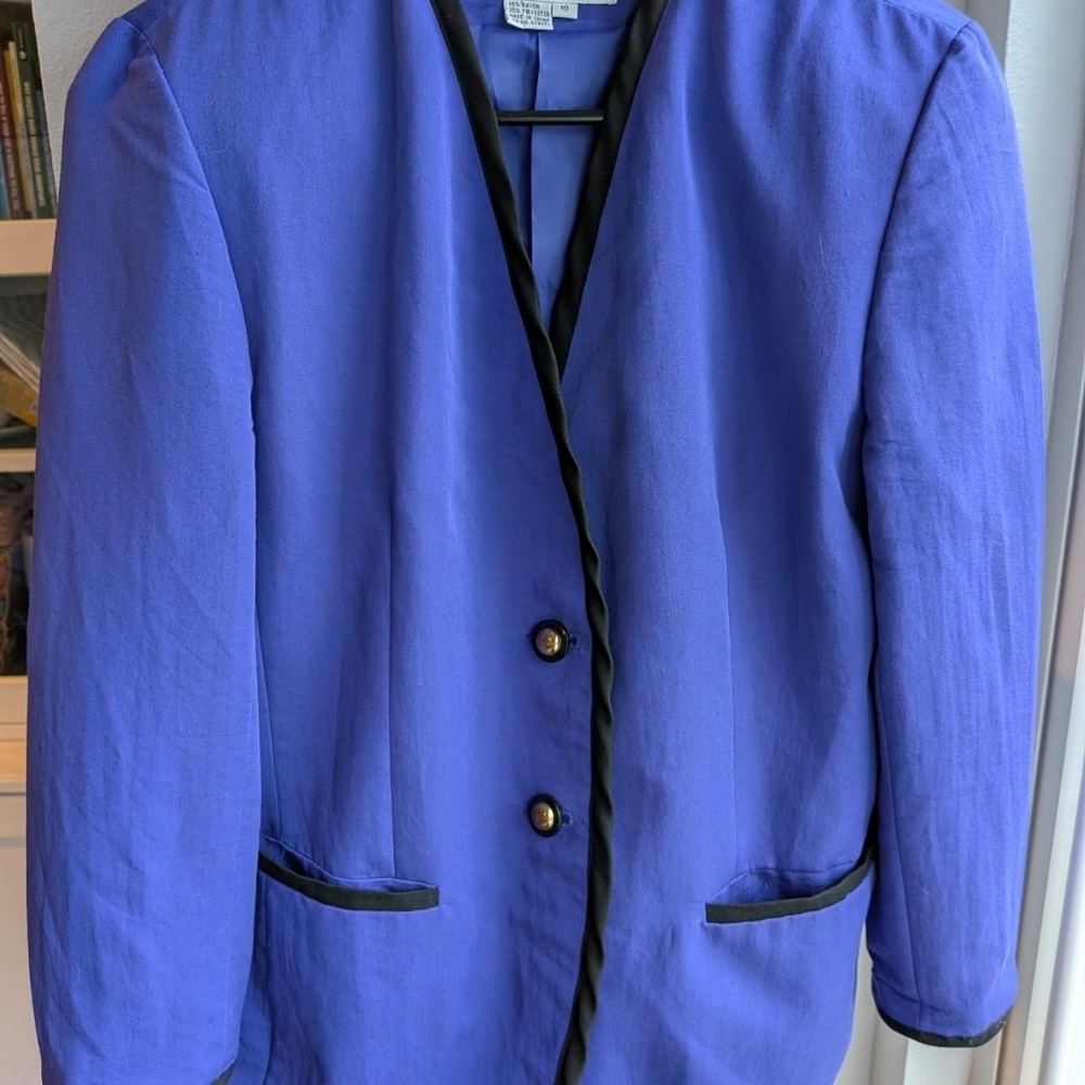 Vintage 80s SK & Company Electric Blue Power Blazer - Petite 10